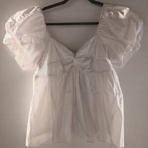 White Puff Sleeve Women's Top